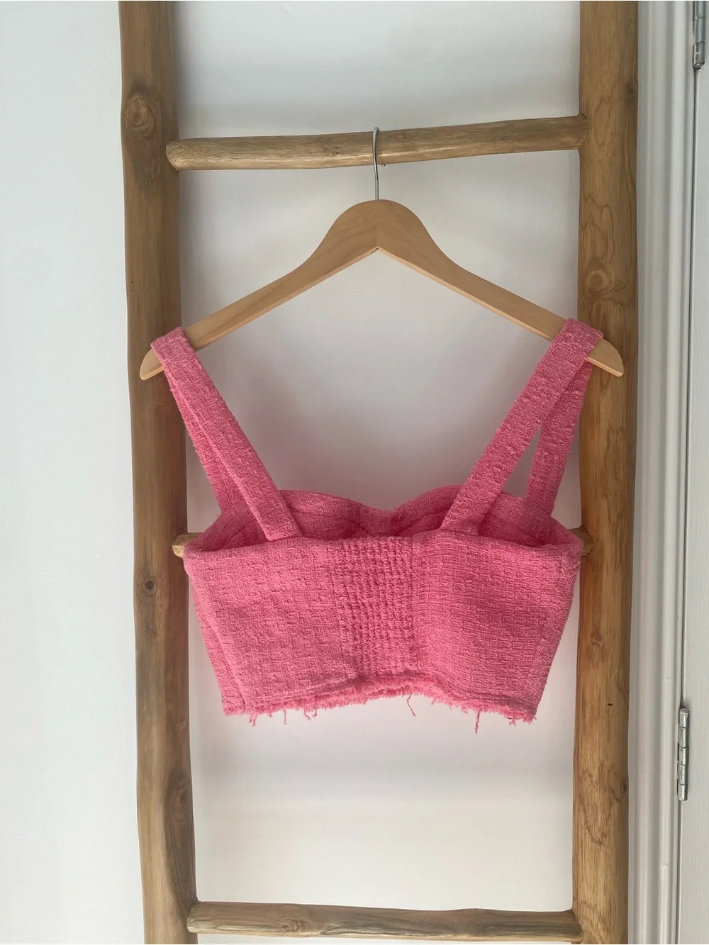 Zara Barbie Pink Textured Bustier Cropped Tank Top Size Small